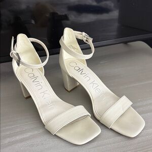 Calvin Klein Women's White Block Heels